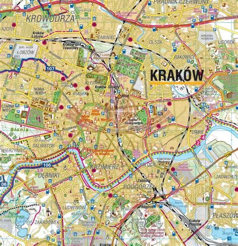Fragment mapy turystycznej okolic Krakowa