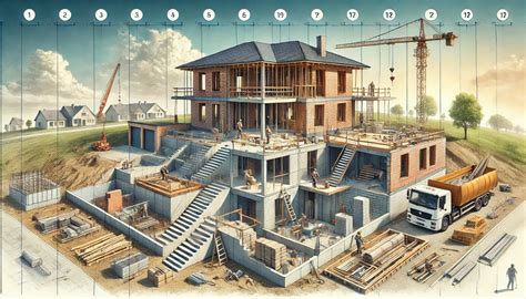 Infografika przedstawiająca etapy budowy domu pod klucz