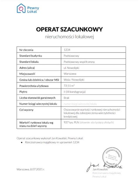 Operat szacunkowy nieruchomości
