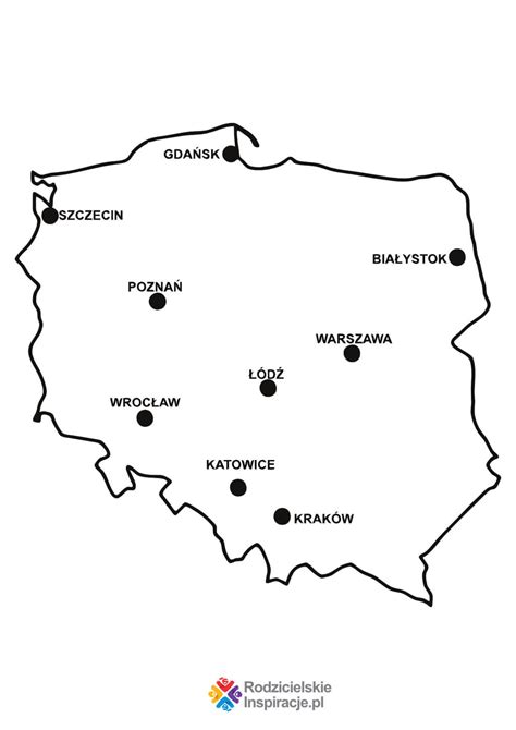 Mapa Polski z zaznaczonymi Katowicami