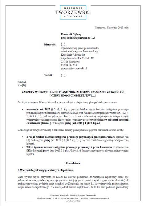 Wykres kategorii wierzycieli w planie podziału
