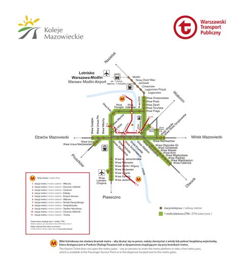 Mapa z zaznaczonymi oddziałami Kolei Mazowieckich