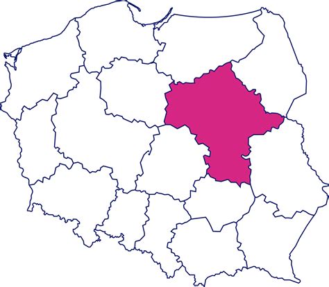 Mapa Polski z zaznaczonym Grodziskiem Mazowieckim