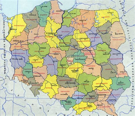 Mapa Polski z zaznaczonymi gminami