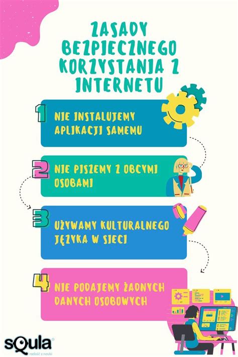 Infografika z podstawowymi zasadami bezpieczeństwa w internecie