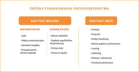Schemat porównujący różne formy finansowania dla firm
