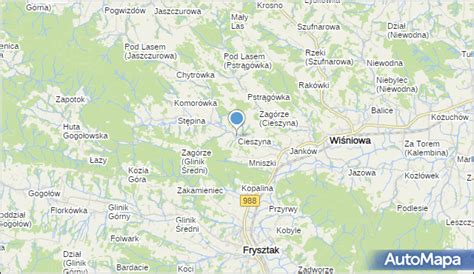 Mapa Cieszyna z zaznaczoną ulicą Chrobrego