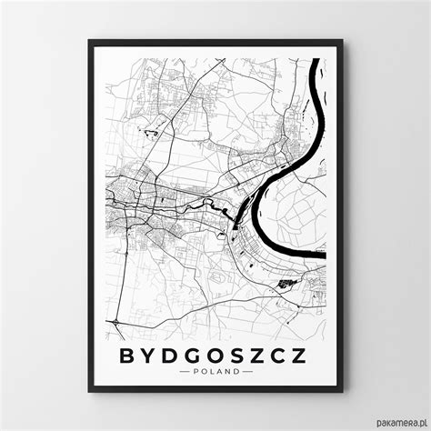 Mapa Bydgoszczy z zaznaczonymi dzielnicami