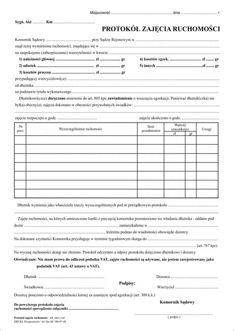 Protokół zajęcia ruchomości