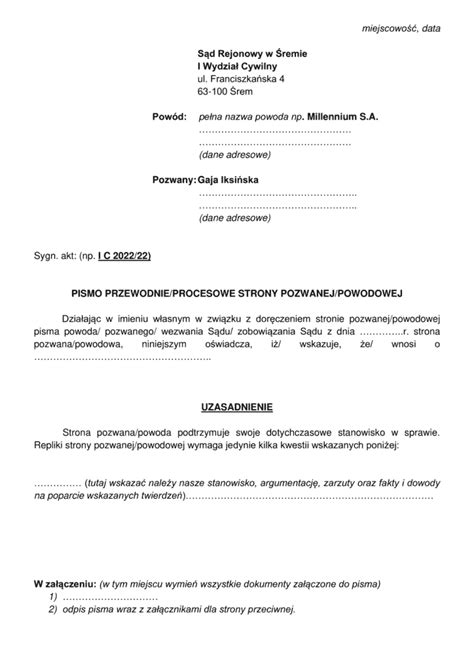 Wzór pisma procesowego