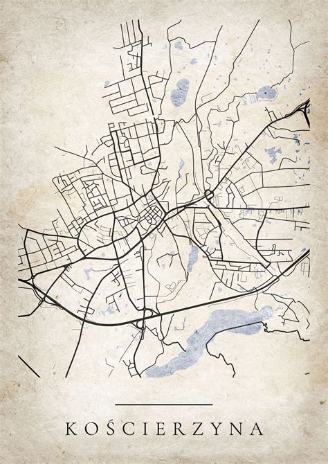 Mapa Kościerzyny z zaznaczonymi ulicami