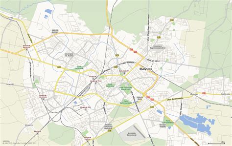 Mapa Białegostoku z zaznaczonymi adresami kancelarii komorniczych