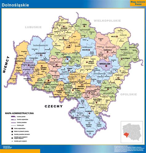 Mapa powiatu malborskiego z zaznaczonymi lokalizacjami komorników